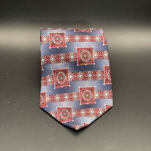 Oscar‎ de la Renta Silk Geometric Tie Red Navy